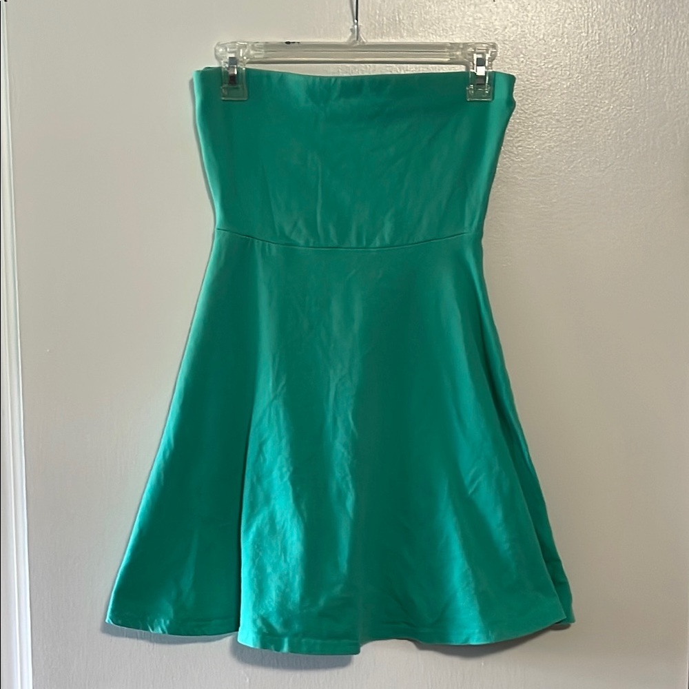 Express Green Strapless A-Line Cocktail Dress